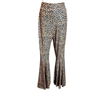 Grace & Emma Cheetah Leggings Yoga Flared Bell Bottom Pants Soft Stretchy  L